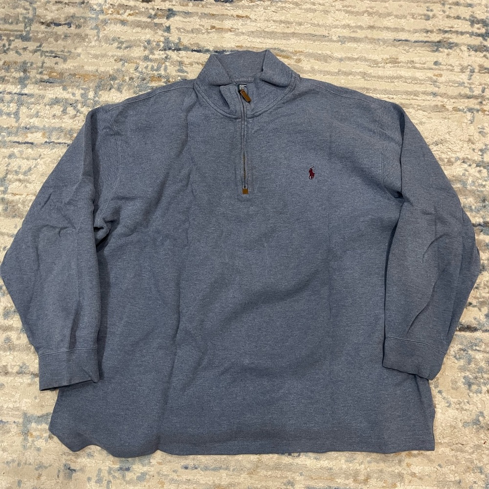 2XLT Polo Ralph Lauren Heather Blue Quarter-Zip Big and Tall Pullover